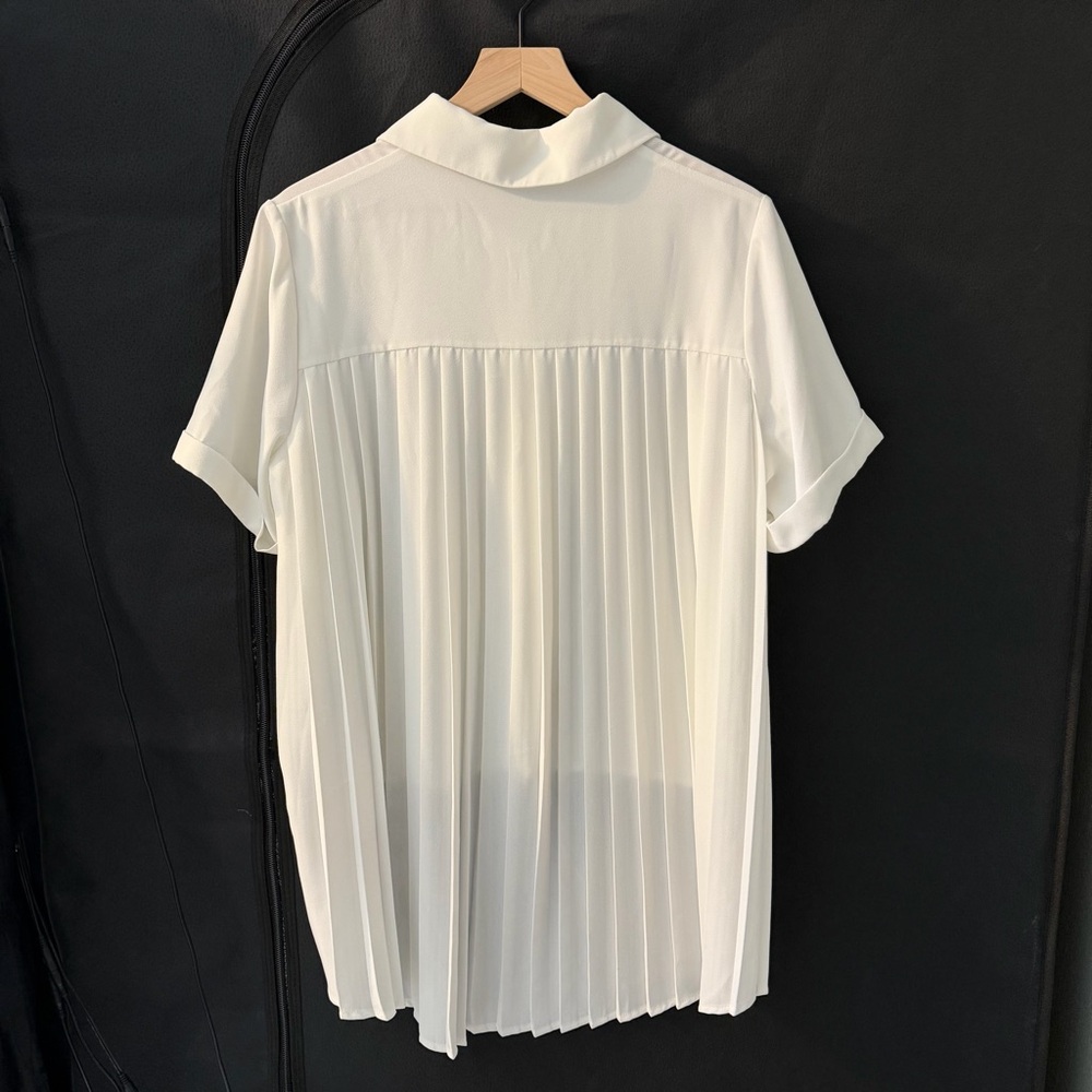 *Rare* Ruti Look in the Back Pleated Blouse Large White Office Work Business - Picture 10 of 11
